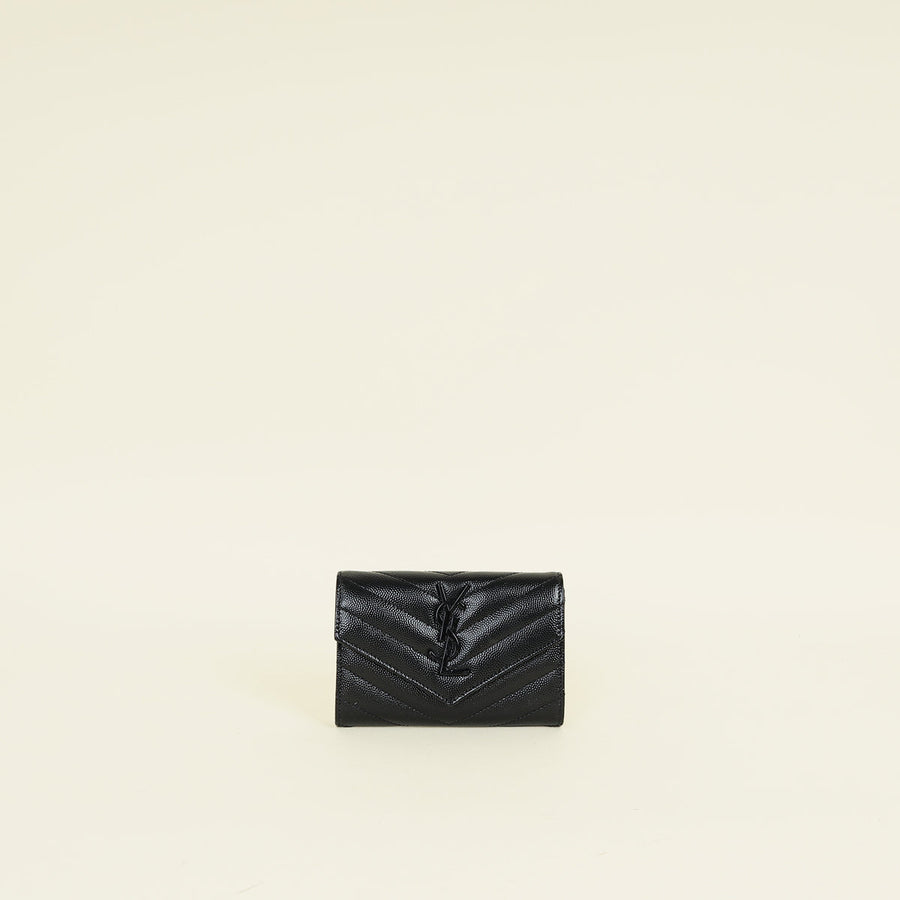 YSL Black Cassandre Chevron Envelope Wallet