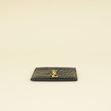 YSL Black Croco Embossed Cassandre Card Case