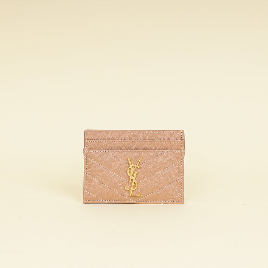 YSL Dust Rose Cassandre Matelasse Card Case