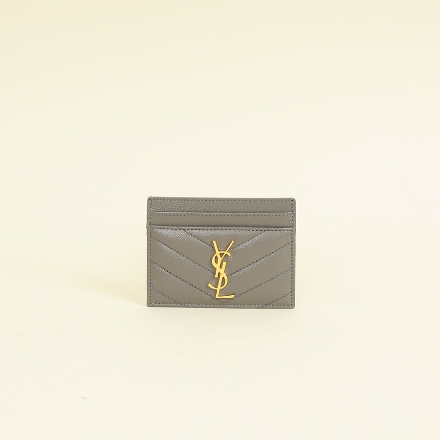 YSL Grey Cassandre Matelasse Card Case