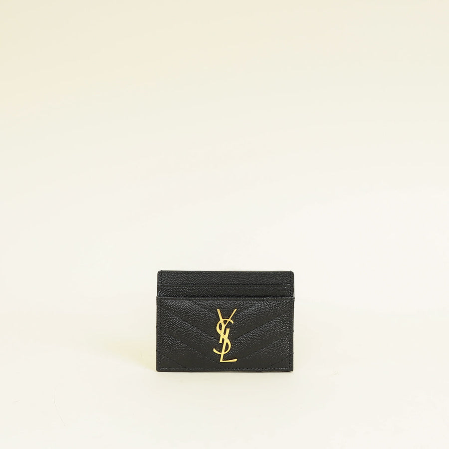 YSL Black Cassandre Matelasse Card Case