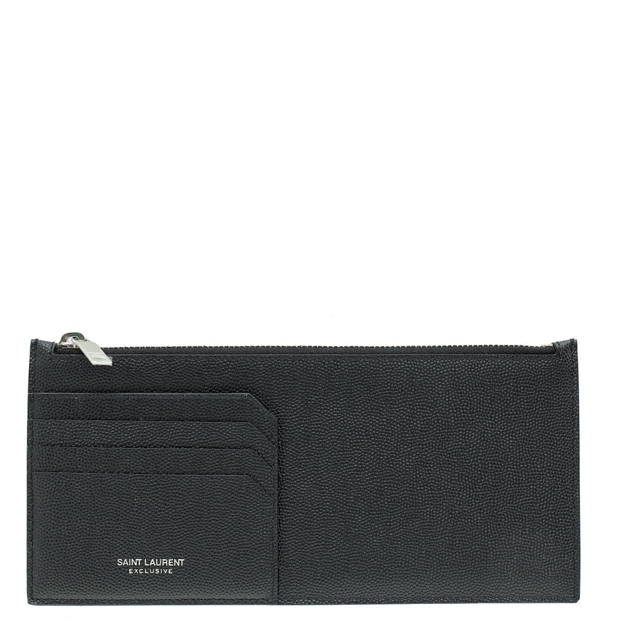 YSL Black Zip Pouch Card Holder