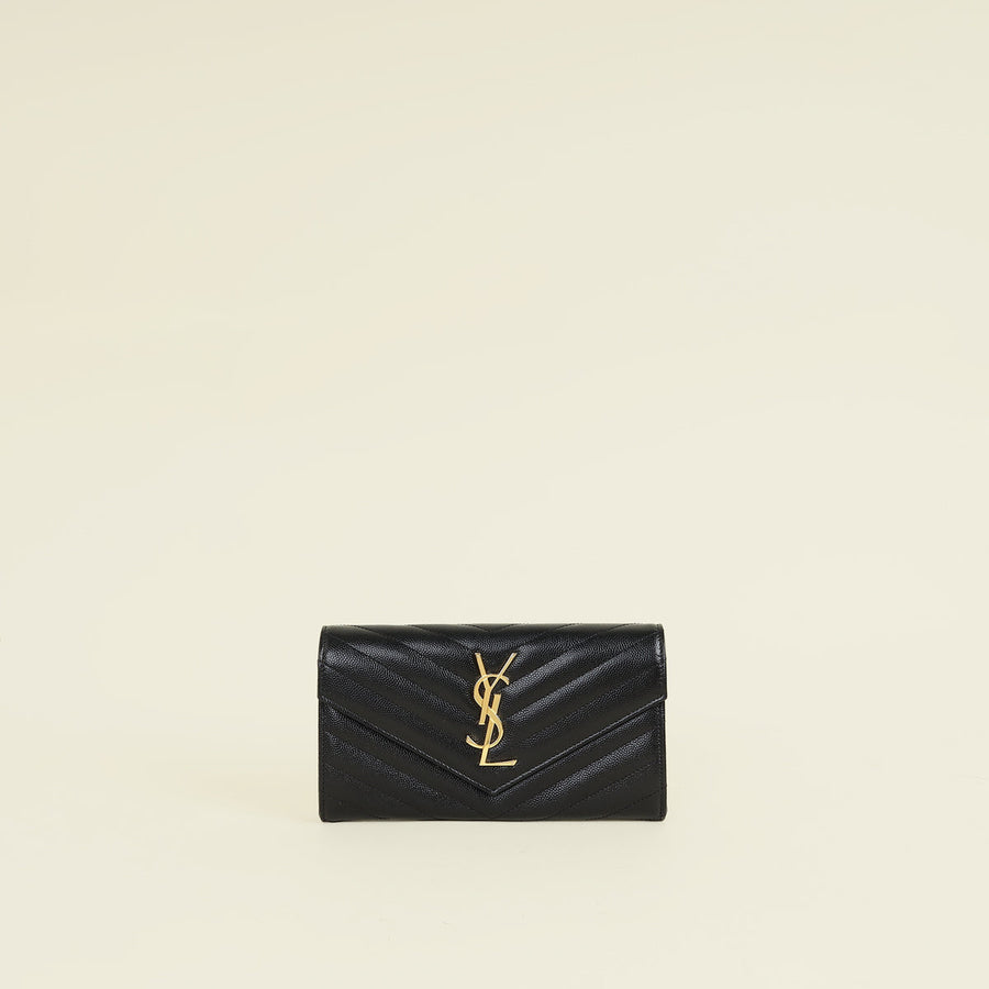 YSL Black Cassandre Large Flap Wallet