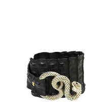 Roberto Cavalli Black Crocodile Serpent Buckle Wide Belt