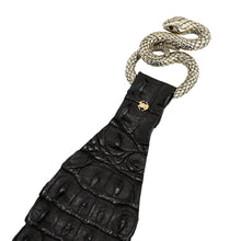 Roberto Cavalli Black Crocodile Serpent Buckle Wide Belt