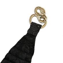 Roberto Cavalli Black Crocodile Serpent Buckle Wide Belt