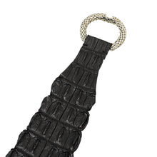 Roberto Cavalli Black Crocodile Serpent Buckle Wide Belt