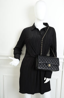 Chanel Black Classic Double Flap Medium Bag
