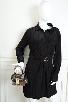 Christian Louboutin Black Multicolor Piste Aux Etoiles Tarot Embroidered Elisa Top Handle Bag