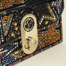 Christian Louboutin Black Multicolor Piste Aux Etoiles Tarot Embroidered Elisa Top Handle Bag