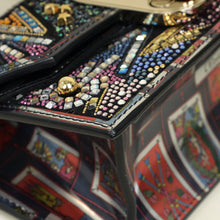 Christian Louboutin Black Multicolor Piste Aux Etoiles Tarot Embroidered Elisa Top Handle Bag
