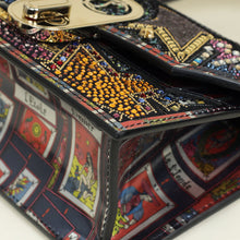 Christian Louboutin Black Multicolor Piste Aux Etoiles Tarot Embroidered Elisa Top Handle Bag