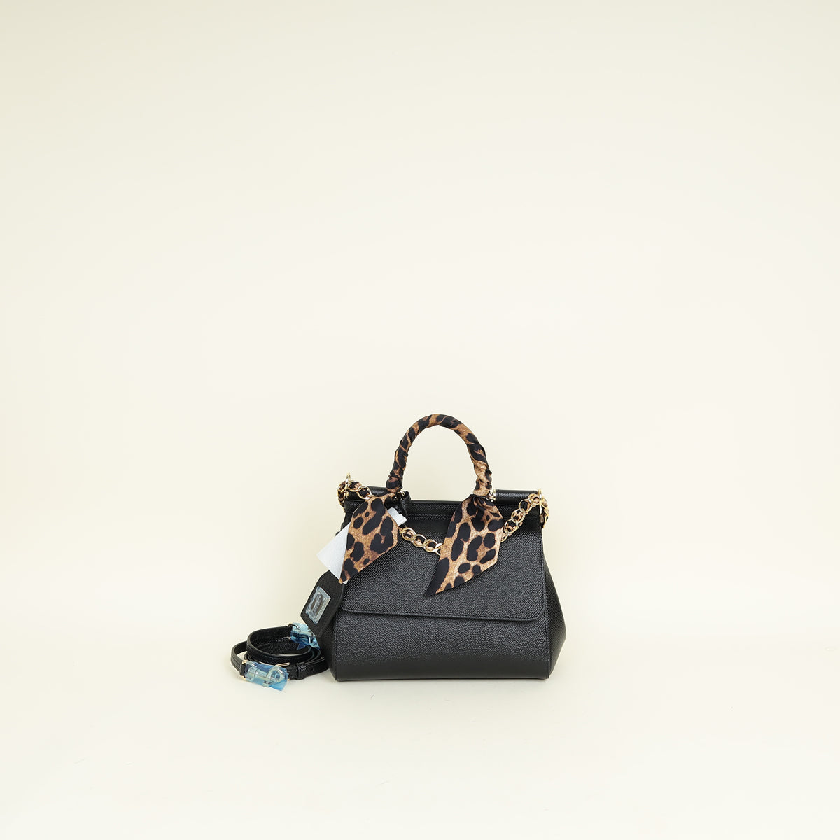 Dolce & Gabbana Black Scarfed Sicily Small Bag