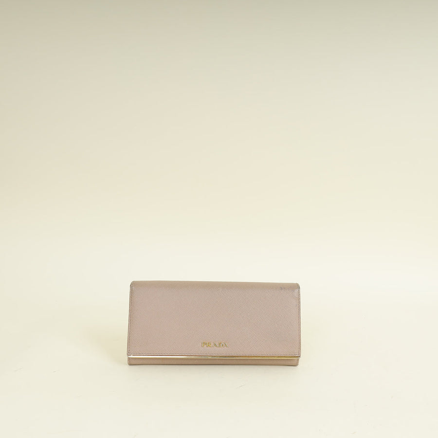 Prada Cameo Metal Wallet w/ Detachable Card Holder