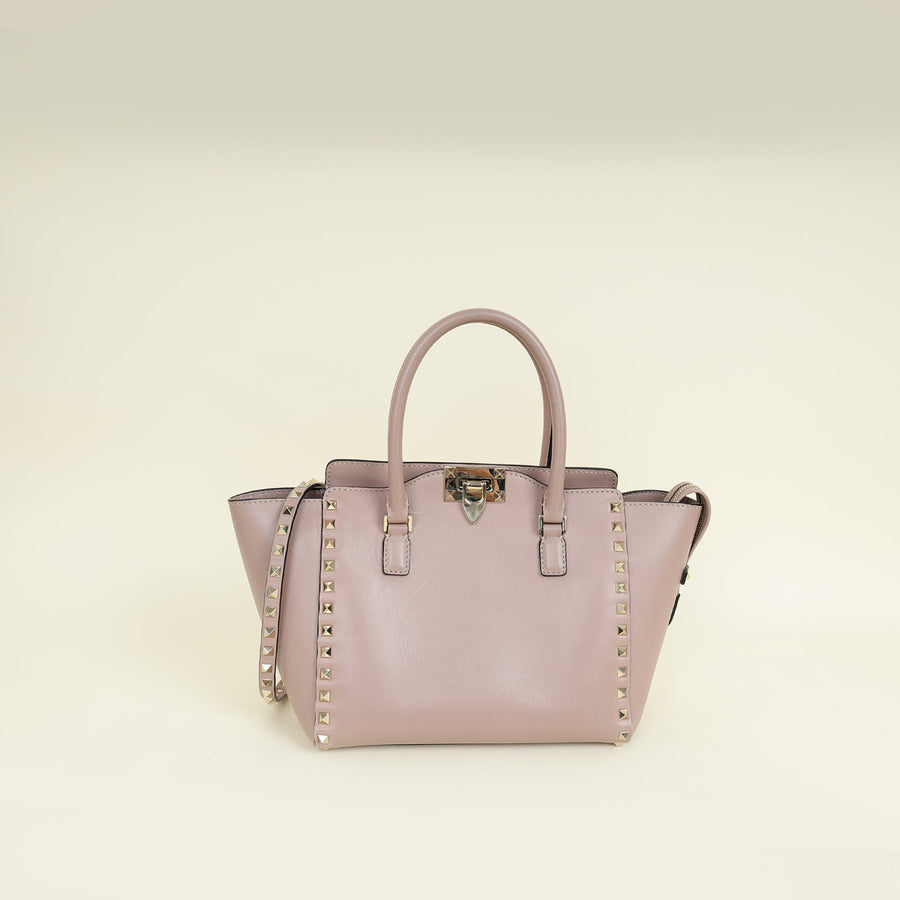 Valentino Poudre Rockstud Double Handle Tote Small Bag
