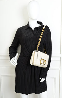 Valentino Cream Vlogo Stud Sign Shoulder Bag