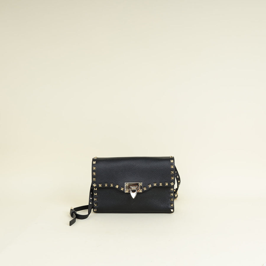 Valentino Black Rockstud Flap Crossbody Bag