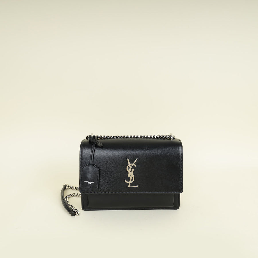 YSL Black Sunset Medium Shoulder Bag